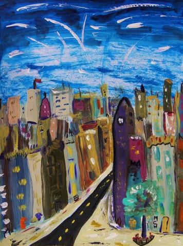 'পুরান শহরের উপ্রে দিয়া উল্কা' - মেরি ক্যারল উইলিয়ামস; প্রাপ্তিসূত্র- http://fineartamerica.com/featured/shooting-stars-over-old-city-mary-carol-williams.html